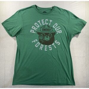 Smokey Bear Protect Our Forests Green Graphic T Shirt Men's Large Forest Service